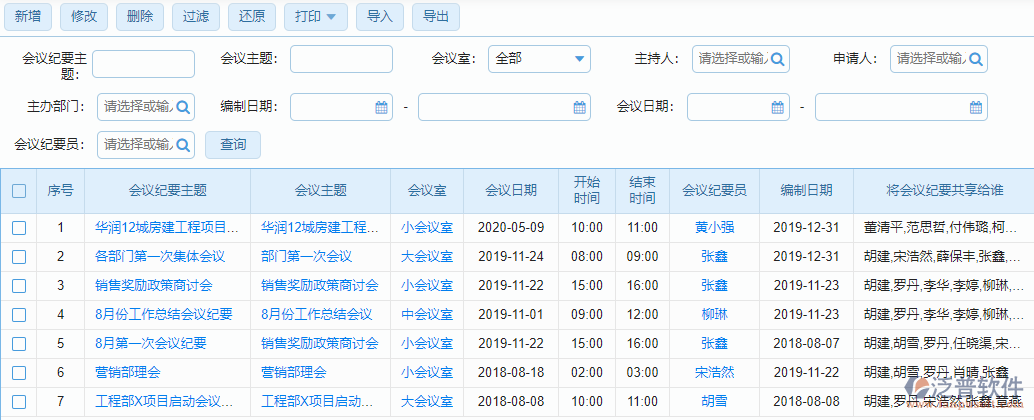 會議紀要列表